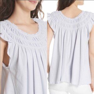 Free People We the Free Coconut Ruffled Gathered Top
